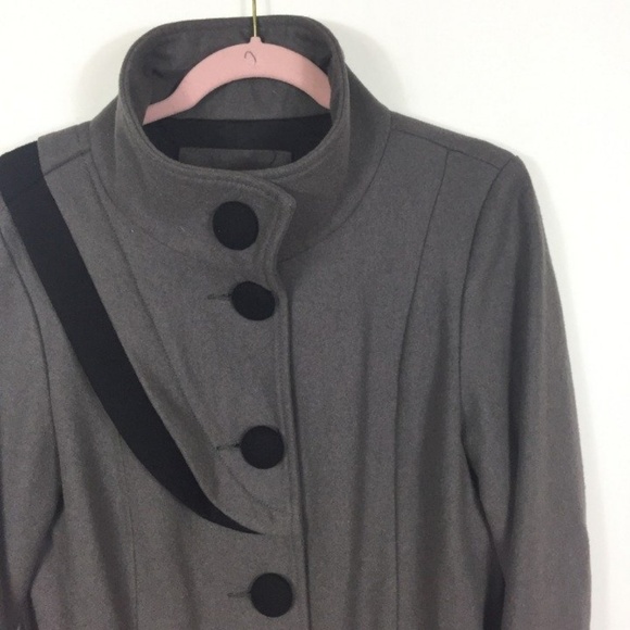 Lux Black Gray Wool Blend Button Peacoat Jacket L - Picture 7 of 8